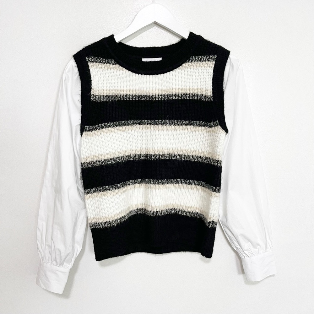 BOGO! Evereve Lucy Two-Fer Sweater Vest Puff Sleeve Blouse Size XS - Picture 4 of 10